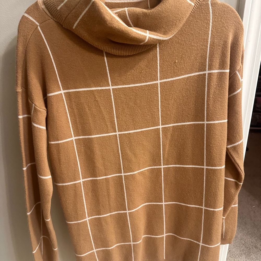 Cozy Tan Grid Sweater